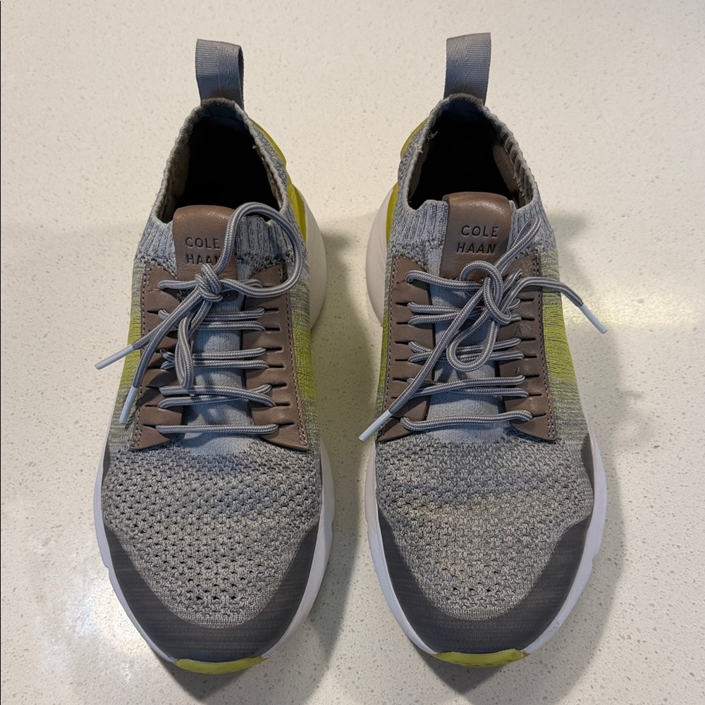 Cole Haan ZERO GRAND Gray and Yellow Knit Sneakers